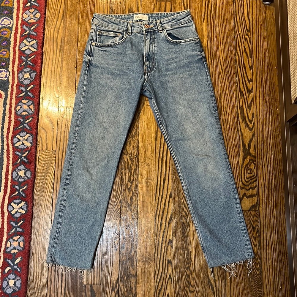 Raw Hemmed Straight Legged Jeans